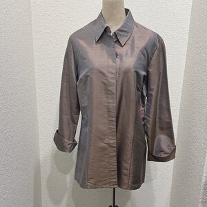 Chico's Shimmering Taupe Button Down Shirt
